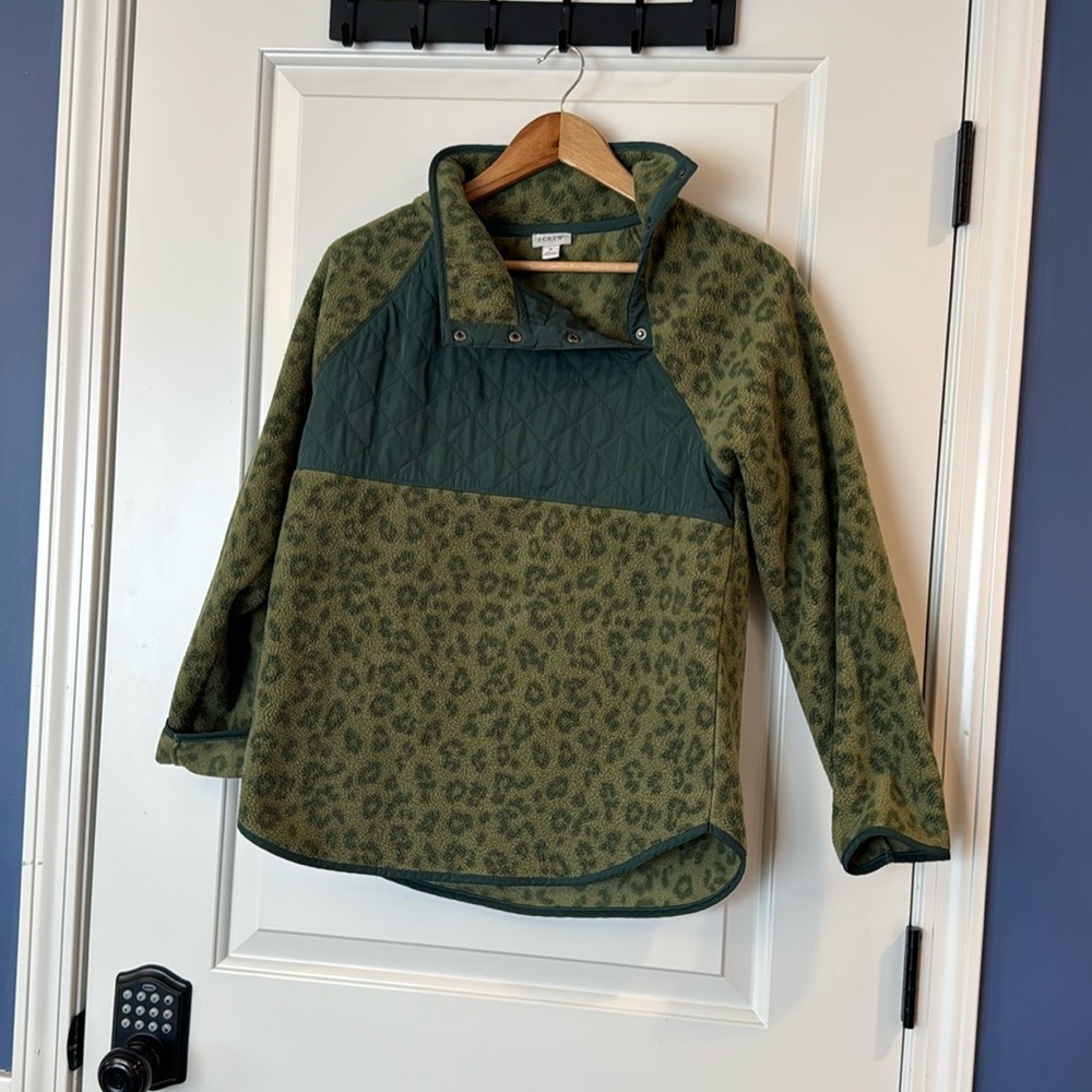 J Crew Women's Quilted Button-Neck Sherpa Tunic S Fleece Pullover Comfy Warm